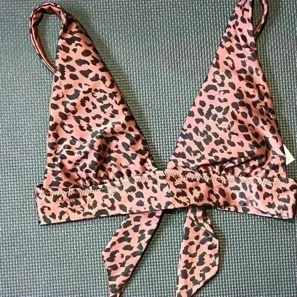 Aerie Bikini Triangle Top Small Brown Cheetah Padded Adjustable Strap NWOT - Picture 1 of 7